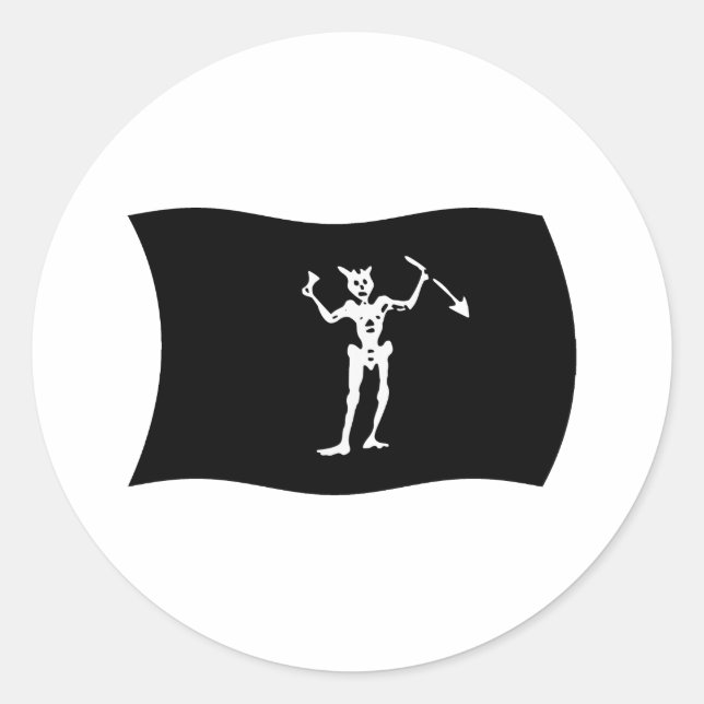 Blackbeard Flagga Sticker Runt Klistermärke (Framsida)