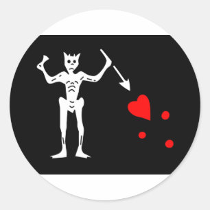 Blackbeard Pirat Flagga Edward Teach Runt Klistermärke