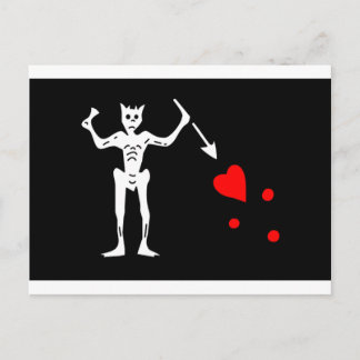 Blackbeard Pirat Flagga Edward Teach Vykort