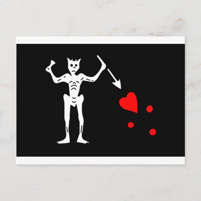 Blackbeard Pirat Flagga Edward Teach Vykort (Framsida)