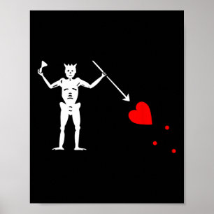 Blackbeard Pirat Flagga Jolly Roger Skeleton Hallo Poster