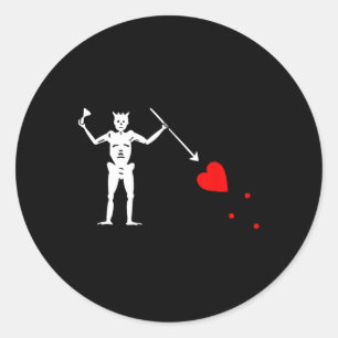 Blackbeard Pirat Flagga Jolly Roger Skeleton Hallo Runt Klistermärke