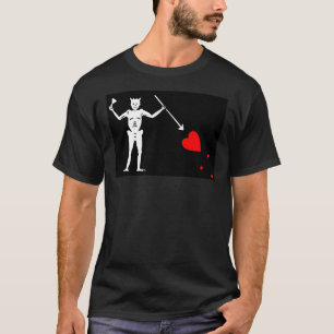 Blackbeard Pirat Flagga Jolly Roger Skeleton Hallo T Shirt