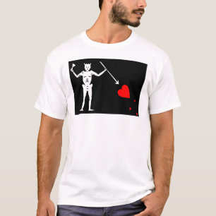 Blackbeard Pirat Flagga Jolly Roger Skeleton Hallo T Shirt