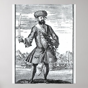 Blackbeard Pirat, från "A General History of Poster