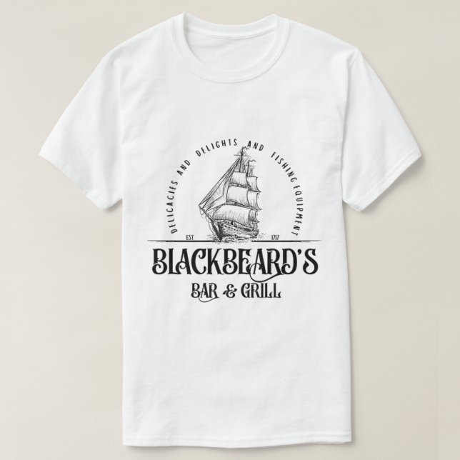 Blackbeard_s Pub och Grill våra Flagga Döds T Shirt (Design framsida)