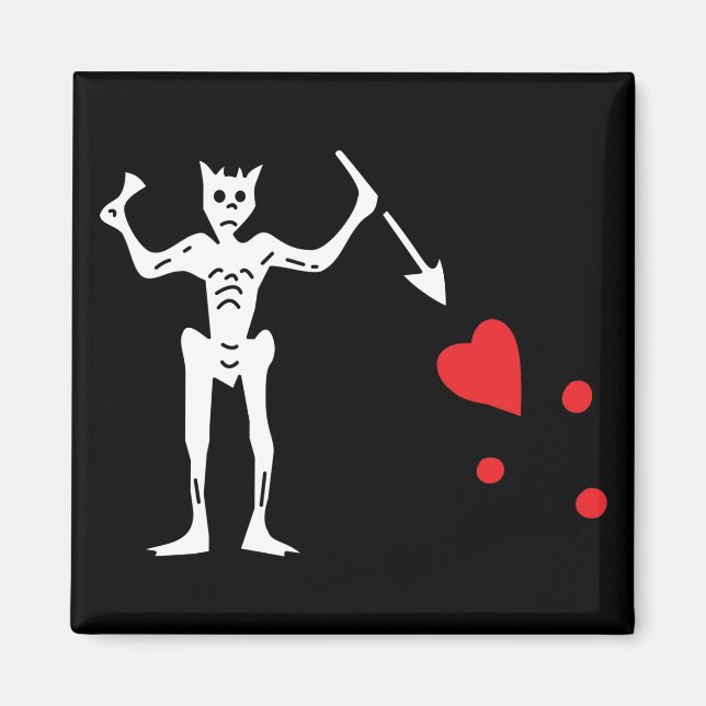 Blackbeards Pirat Flagga Magnet (Framsidan)