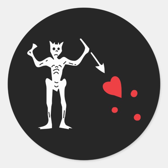 Blackbeards Pirat Flagga Runt Klistermärke (Framsida)