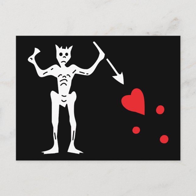 Blackbeards Pirat Flagga Vykort (Framsida)