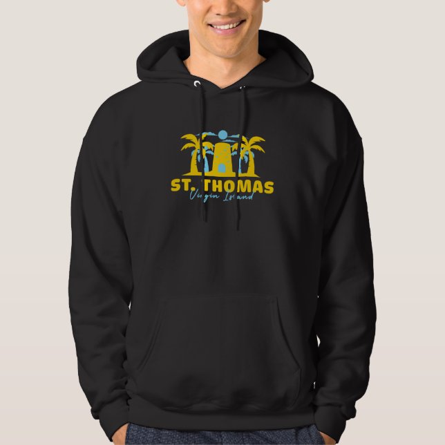 Blackbeardu2019s Castle Palm Trees St Thomas Virgi Hoodie (Framsida)