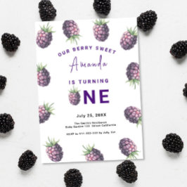 Blackberry 1:a födelsedag Party | Berry First Inbjudningar