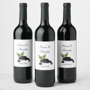 Blackberry Blackbär Fruits Sommar Bröllop Vinflaska Etikett