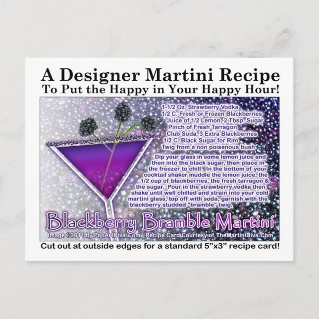 Blackberry Bramble Martini Recipe Postcard Vykort (Framsida)