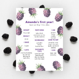 Blackberry First Birthday Milestone Birthday Poster