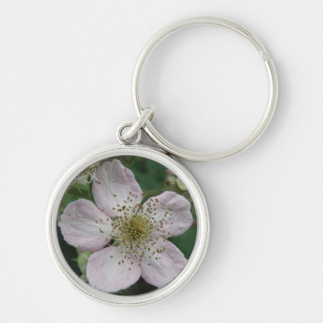 Blackberry Flower Makro Keychain Rund Silverfärgad Nyckelring (Framsidan)