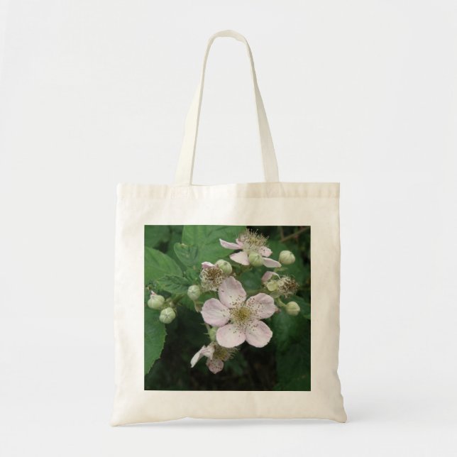 Blackberry Flowers Tote Bag Tygkasse (Framsidan)