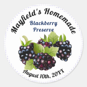 Blackberry Fruit Canning Sylt Burk-etikett Runt Klistermärke