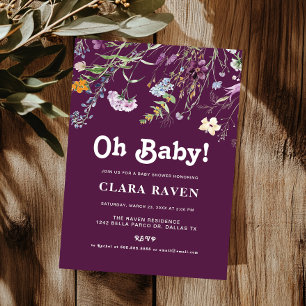 Blackberry Lila WildblomOh Baby Baby Shower Inbjudningar