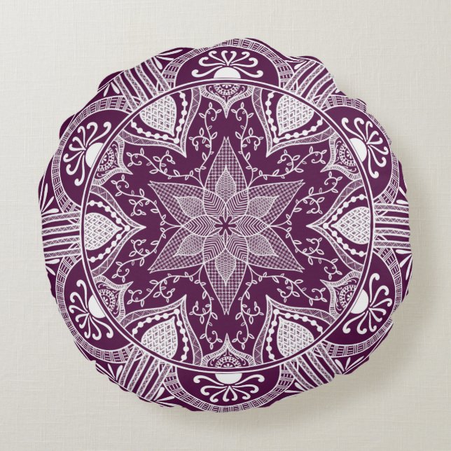 Blackberry Mandala Rund Kudde (Baksidan)