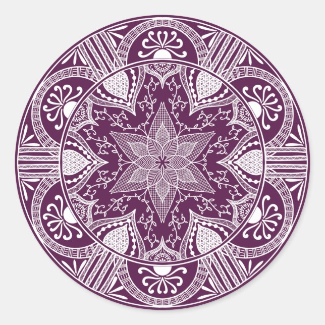 Blackberry Mandala Runt Klistermärke (Framsida)