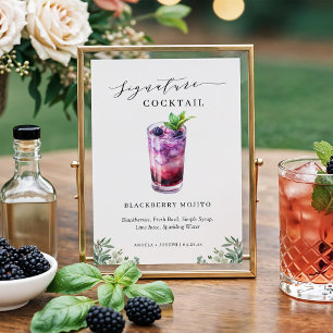 Blackberry Mojito Namnteckning Cocktail Drink-teck