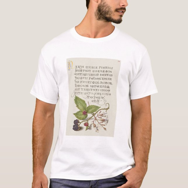 Blackberry och Nottingham Catchfly Calligraphy T Shirt (Framsida)