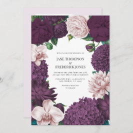 Blackberry, Smoky Plum & Lilac Ash Wedding Inbjudningar