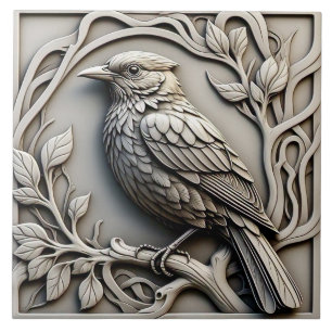 Blackbird - Art nouveau Ceramic Tile Kakelplatta