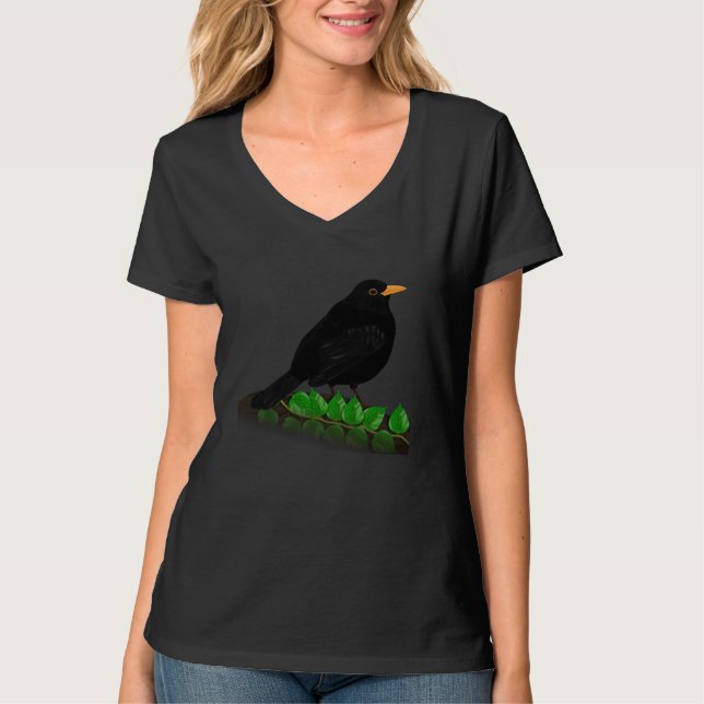 Blackbird Bird Bird Birdwatcher Animal Biologist T Shirt (Framsida)