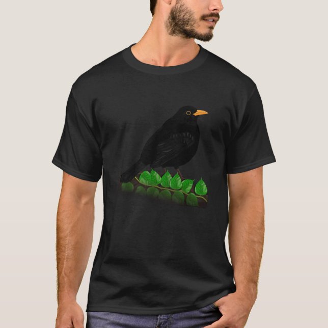 Blackbird Bird Bird Birdwatcher Animal Biologist T Shirt (Framsida)