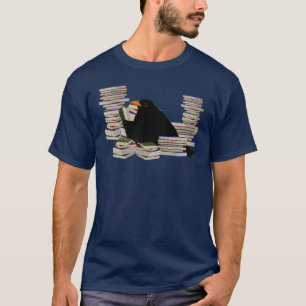 Blackbird Birds och Bokar Reading Bird Watching bo T Shirt
