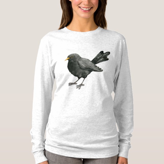 Blackbird bläck teckning t shirt (Framsida)