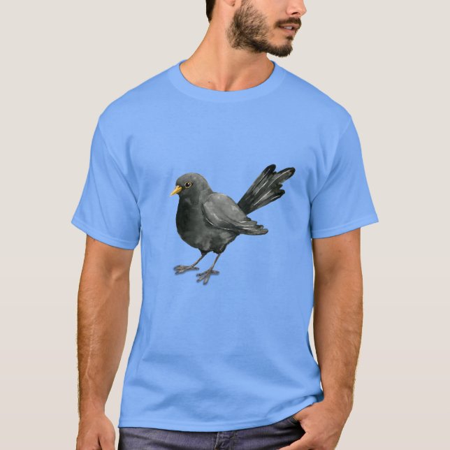 Blackbird bläck teckning t shirt (Framsida)