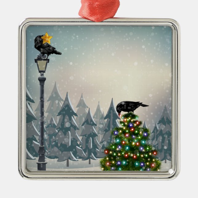 Blackbird Decoration Ravens Julgran Julgransprydnad Metall (Framsidan)