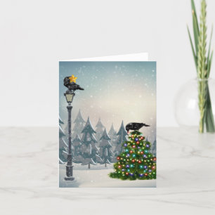 Blackbird Decororation Ravens jul Helgkort