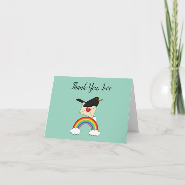 Blackbird Flying Above the Rainbow | Personalize Tack Kort (Framsida)
