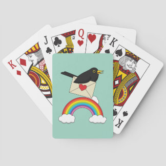 Blackbird Flying Above the Rainbow with Letter Casinokort