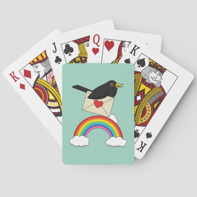 Blackbird Flying Above the Rainbow with Letter Casinokort (Baksidan)