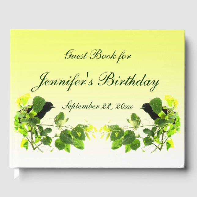 Blackbird Gult Födelsedagsfest Guest Bok (Framsida)