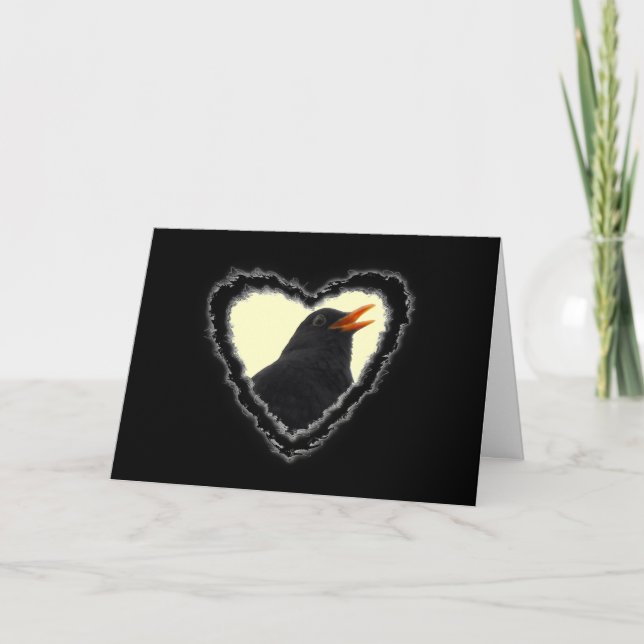 Blackbird Heart Valentine Romantik Kärlekskort Helgkort (Framsida)