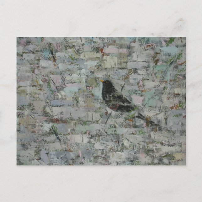 Blackbird i träd vykort (Framsida)