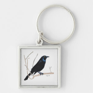 Blackbird Keychain Fyrkantig Silverfärgad Nyckelring