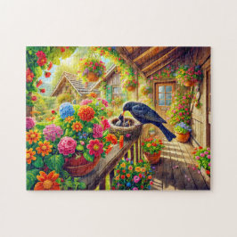 Blackbird Matar Chickar i Nest Pussel