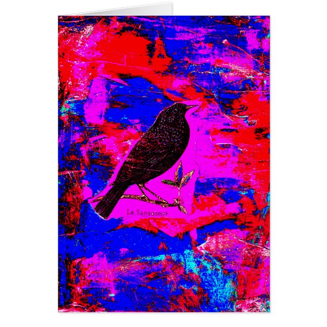 Blackbird Mixed Media Digital Art Hälsningskort (Framsidan)