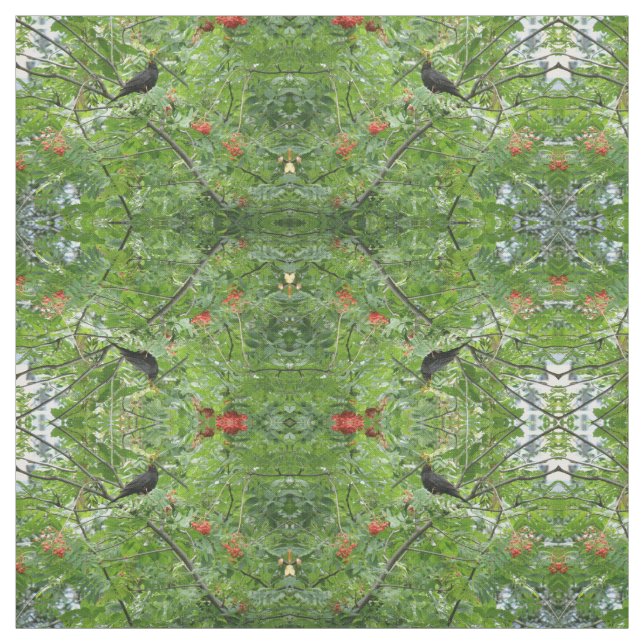 Blackbird och Berries Patterned Craft Fabric Tyg (Provkarta)