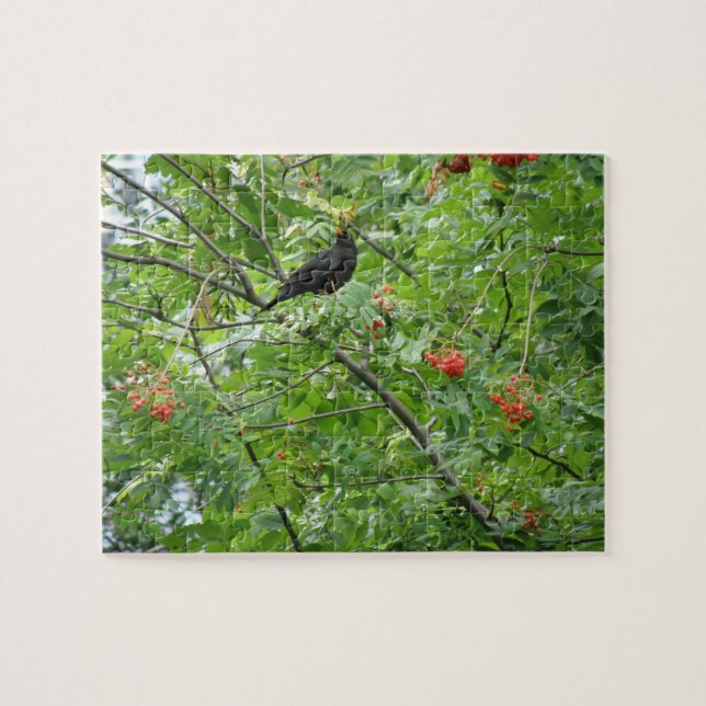Blackbird och Berries Puzzle Pussel (Horisontell)