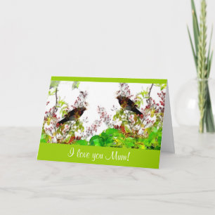 Blackbird och Rosehips Mors dag Card Kort
