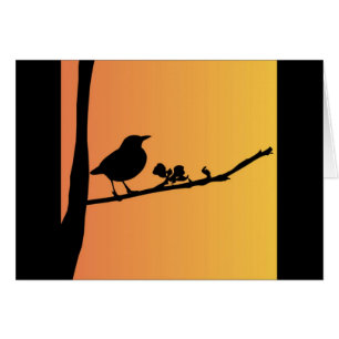 Blackbird Silhouette Hälsningskort