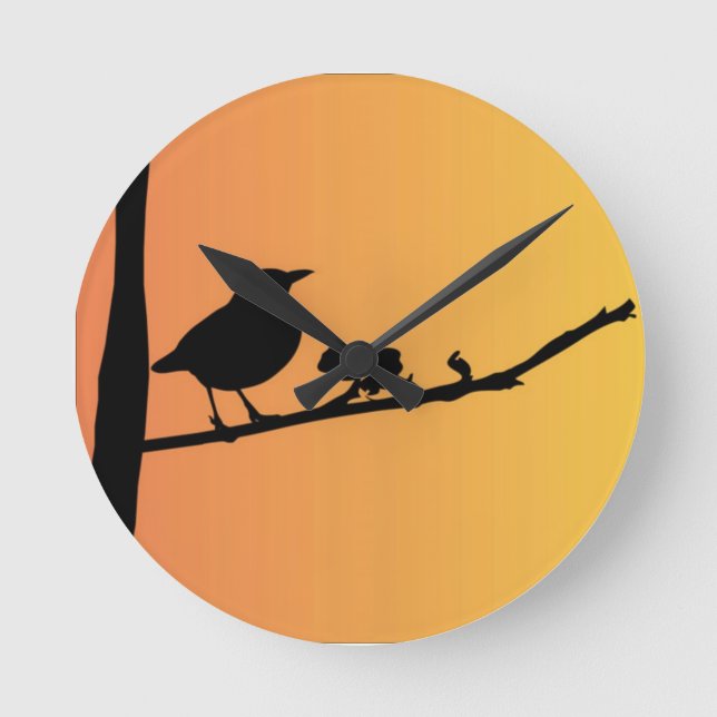 Blackbird Silhouette Rund Klocka (Framsida)