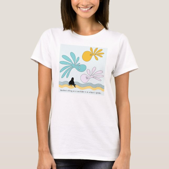 Blackbird, sitting on a cornflake t-shirt (Framsida)